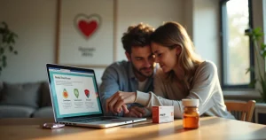 Casal em casa discutindo juntos opções de prevenção ao HIV e outras ISTs