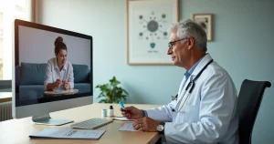 Profissional de saúde em teleconsulta orienta paciente a fazer autoteste de HIV em casa